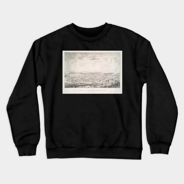 Vintage Pictorial Map of Worcester MA (1837) Crewneck Sweatshirt by Bravuramedia